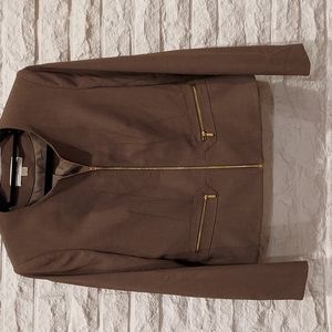 High quality Calvin Klein suit jacket size 10 brown beige metal gold zippers